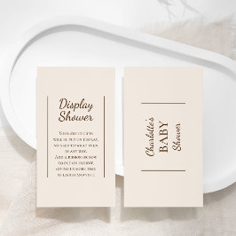 Boho Minimalist Beige Baby Shower Visning Shower Tilläggskort