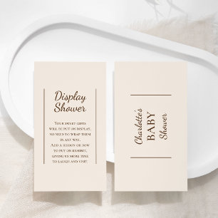 Boho Minimalist Beige Baby Shower Visning Shower Tilläggskort