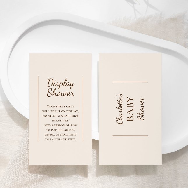 Boho Minimalist Beige Baby Shower Visning Shower Tilläggskort (Skapare uppladdad)
