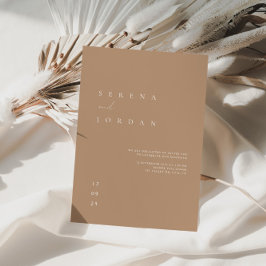 Boho Minimalist Beige Tan Wedding-inbjudan Inbjudningar