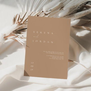 Boho Minimalist Beige Tan Wedding-inbjudan Inbjudningar