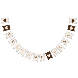 Boho Minimalist Beige Välkommen Baby Shower Vimplar