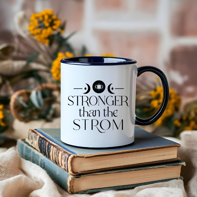 Boho Minimalist Black and White Måne-bekräftelse Mugg (Boho Minimalist Black and White Moon Affirmation Mug)