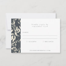 Boho Minimalist Black Botanical Teckning Bröllop