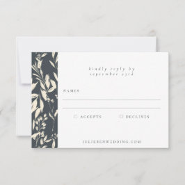 Boho Minimalist Black Botanical Teckning Bröllop OSA Kort