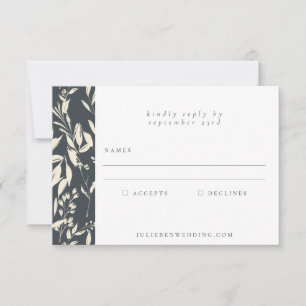 Boho Minimalist Black Botanical Teckning Bröllop OSA Kort