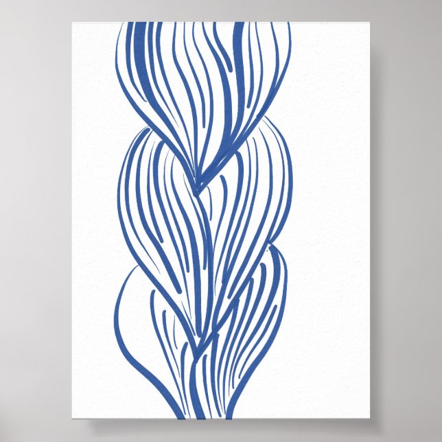 Boho Minimalist Blue Line Art Poster (Framsidan)