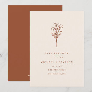 Boho Minimalist Botanical Bouquet Terracotta Spara Datumet