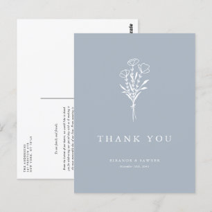 Boho Minimalist Botanicals Dusty Blue Tack Vykort