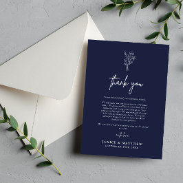 Boho Minimalist Botanicals Navy Blue Fall Wedding Tack Kort