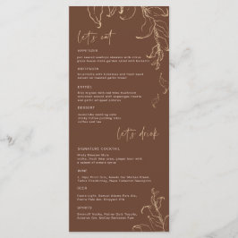 Boho Minimalist Botanicals Terracotta Bröllop Menu Meny