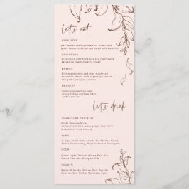 Boho Minimalist Botanicals Terracotta Bröllop Menu Meny