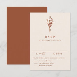 Boho Minimalist Botanicals Terracotta Bröllop OSA Kort