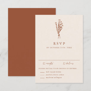 Boho Minimalist Botanicals Terracotta Bröllop OSA Kort