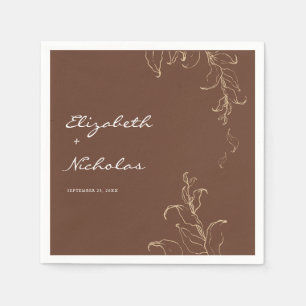 Boho Minimalist Botanicals Terracotta Bröllop Pappersservett