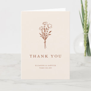 Boho Minimalist Botanicals Terracotta Bröllop Tack Kort