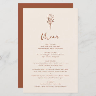 Boho Minimalist Botanicals Terracotta Menu Card