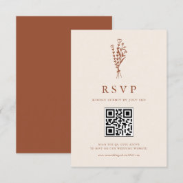 Boho Minimalist Botanicals Terracotta QR-kod OSA Kort