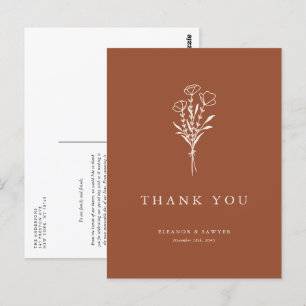 Boho Minimalist Botanicals Terracotta Tack Vykort