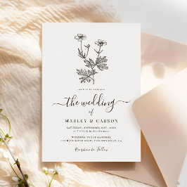 Boho Minimalist Botanicals Wildflower Wedding Inbjudningar