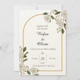 Boho Minimalist Botanique Blommigt Bröllop Inbjudningar