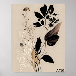 Boho Minimalist Botanique Personalize Poster