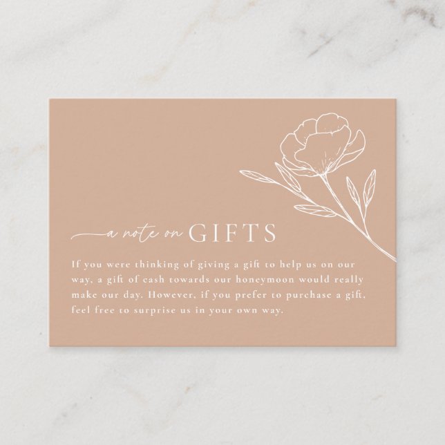 Boho Minimalist Bröllop Wishing well Gifts Card Tilläggskort (Framsida)