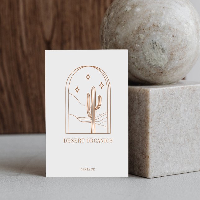 Boho Minimalist Cactus Line Art Logotyp Terracotta Visitkort (Skapare uppladdad)