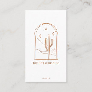 Boho Minimalist Cactus Line Art Logotyp Terracotta Visitkort
