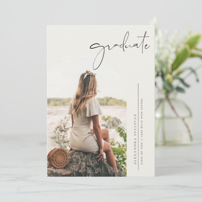 Boho Minimalist Calligraphy Arch Photo Studenten Inbjudningar (Stående Fram)
