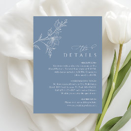 Boho minimalist dammblå bröllopsdetaljer tilläggskort