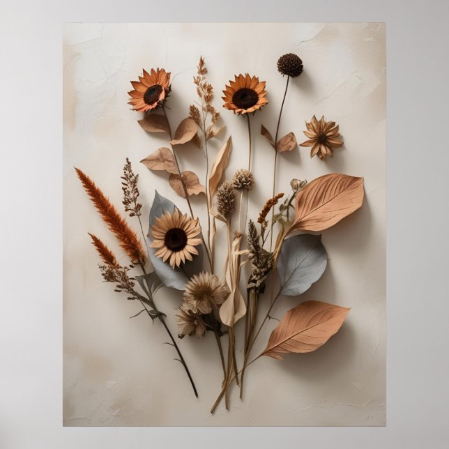 Boho Minimalist Dried Blommigt Art-utskrift Poster (Framsidan)