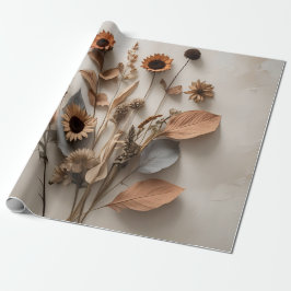 Boho Minimalist Dried Blommigt Art-utskrift Presentpapper