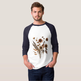 Boho Minimalist Dried Blommigt Art-utskrift T Shirt