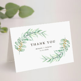 Boho Minimalist Greenery Foliage Bröllop Foltydd Tack Kort