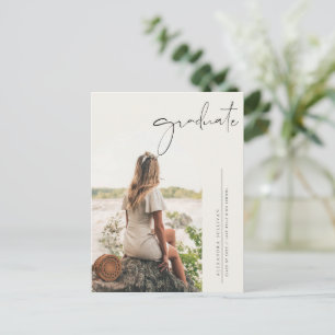 Boho minimalist kalligrafi ark foto examen inbjudan vykort