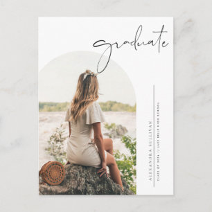 Boho minimalist kalligrafi-båge foto-examensfirand meddelande vykort