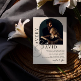 Boho minimalist Modern Bröllop Photo Arched Inbjudningar