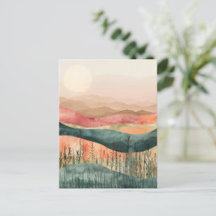 Boho Minimalist Mountain - Earthy Nature Inspired Vykort