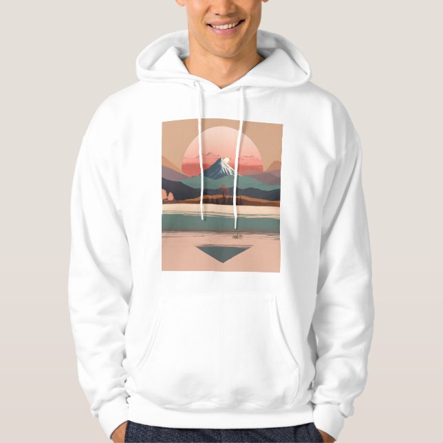 Boho Minimalist Mountain Escape T-Shirt Hoodie (Framsida)