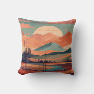 Boho Minimalist Mountain Landscape Design Kudde