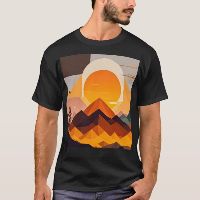 Boho Minimalist Mountain liggande T Shirt (Framsida)