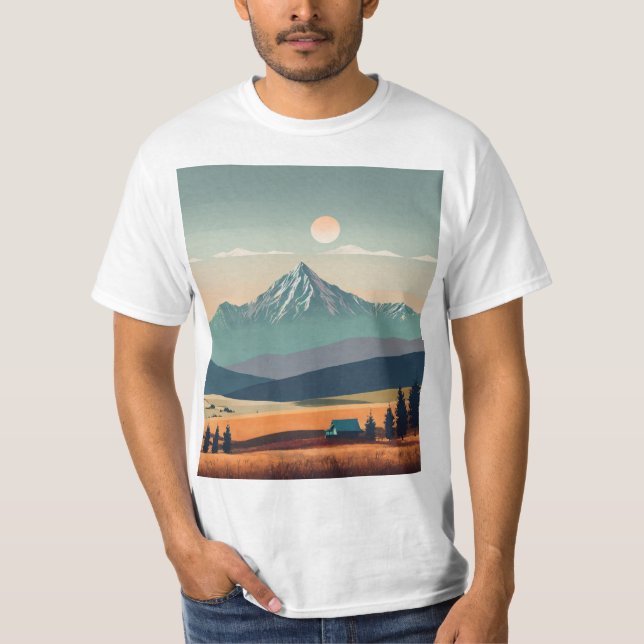 Boho Minimalist Mountain Vibes Tee (Framsida)