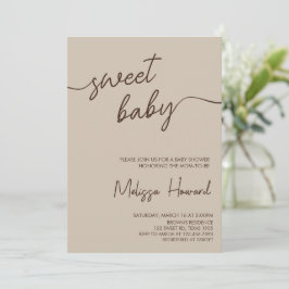 Boho minimalist Neutral Brown Baby Shower Inbjudningar
