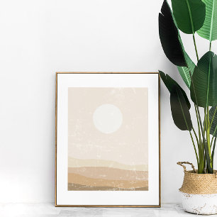 Boho Minimalist Neutralt Sunset Wall Art Poster