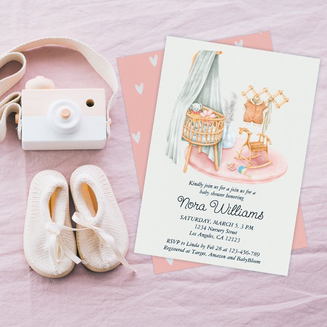 Boho Minimalist Nursery Girl Baby Shower Inbjudningar (Skapare uppladdad)