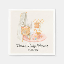 Boho Minimalist Nursery Girl Baby Shower Pappersservett