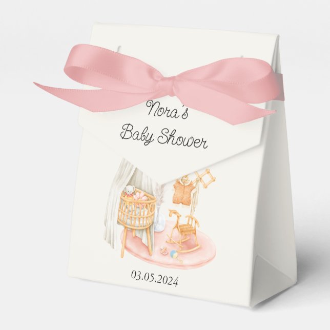 Boho Minimalist Nursery Girl Baby Shower Presentaskar (Framsidan Sidan)