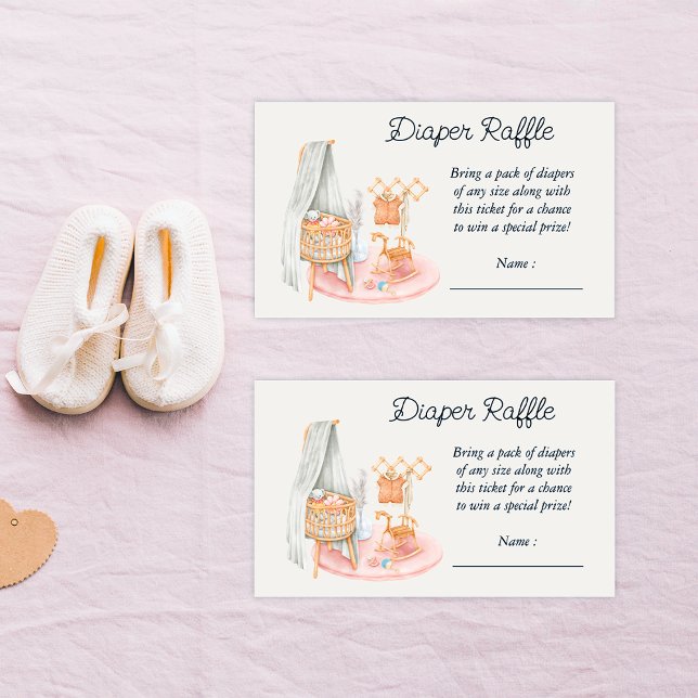 Boho Minimalist Nursery Girl Diaper Raffle Tilläggskort (Skapare uppladdad)
