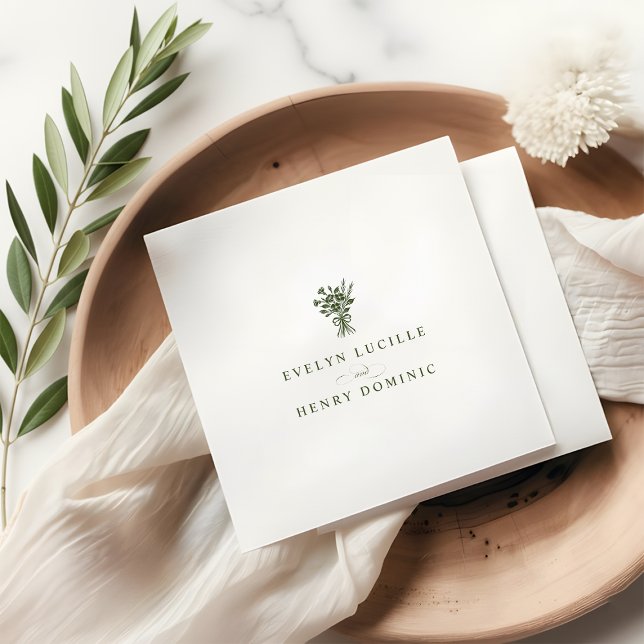 Boho Minimalist Olive Green Wedding Party Pappersservett (Skapare uppladdad)